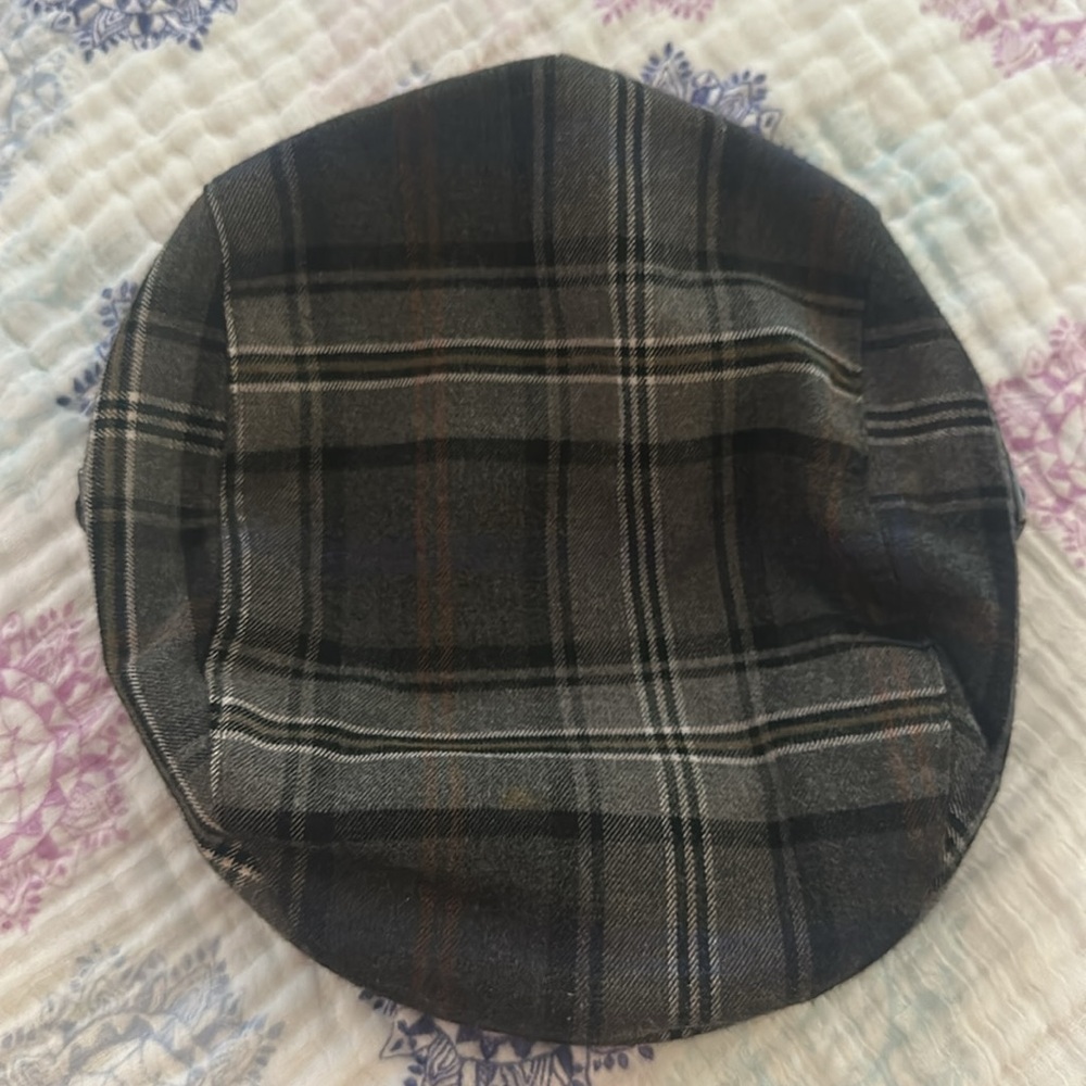 Janie and Jack Checkered Cap in Black and Gray Size 6-8